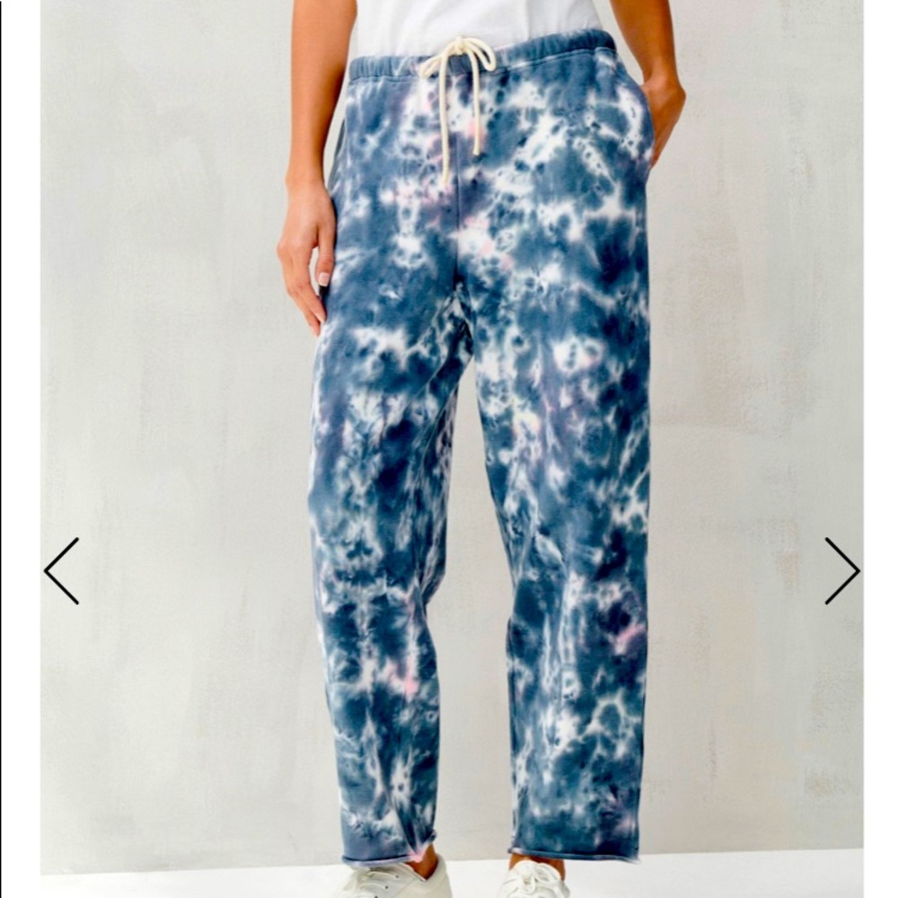 Lucky Brand tie dye Sueded Terry Crop Wide Leg Pant size M runs large